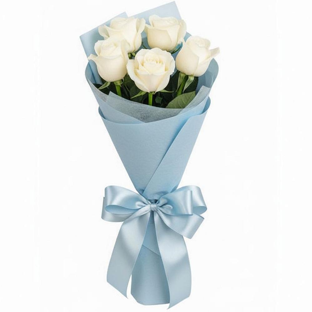 Букет 5 Белых роз Проуд в Александровске