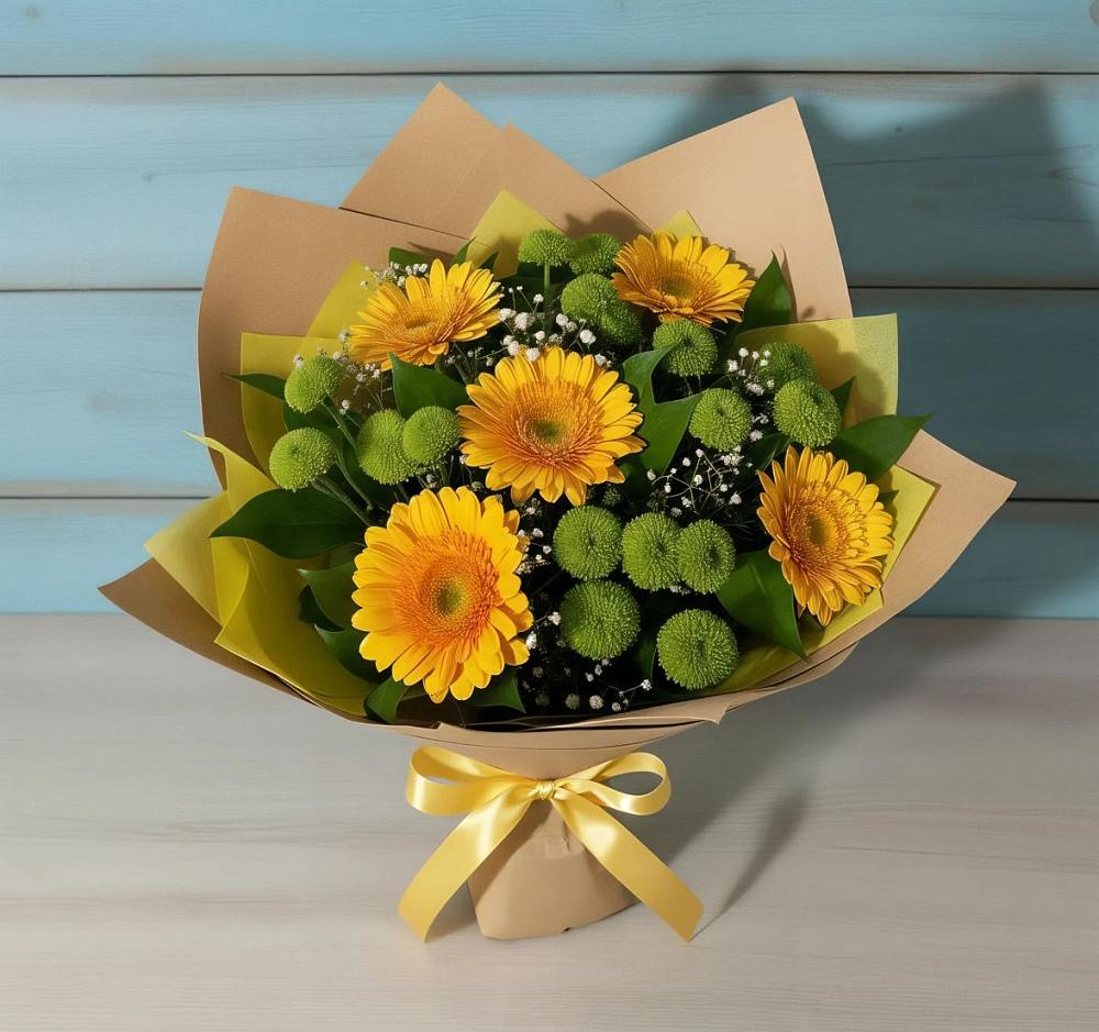 Букет цветов из: Герберы и Хризантемы в Александровске