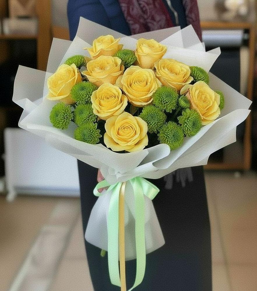 Букет цветов из: Хризантемы и Розы в Александровске