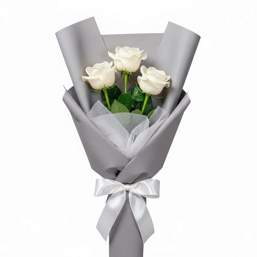 Букет 3 белые розы в Александровске