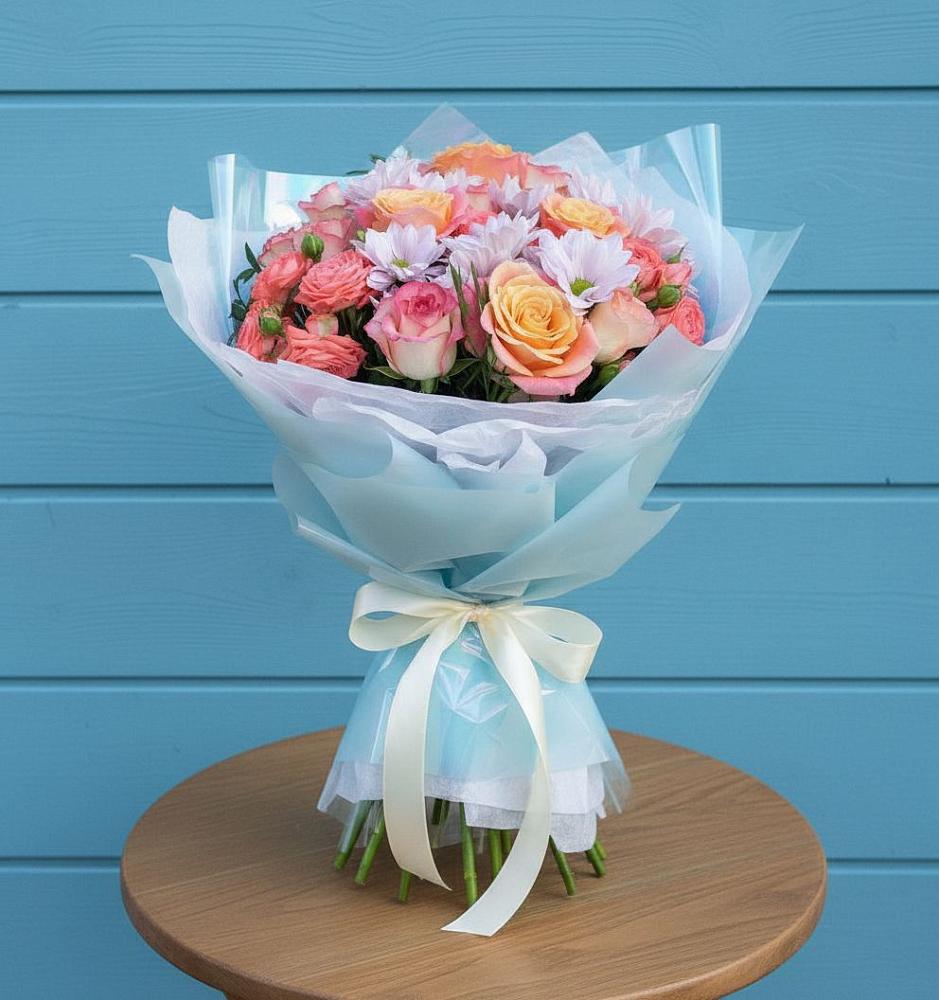 Букет цветов из: Хризантемы и Розы в Александровске